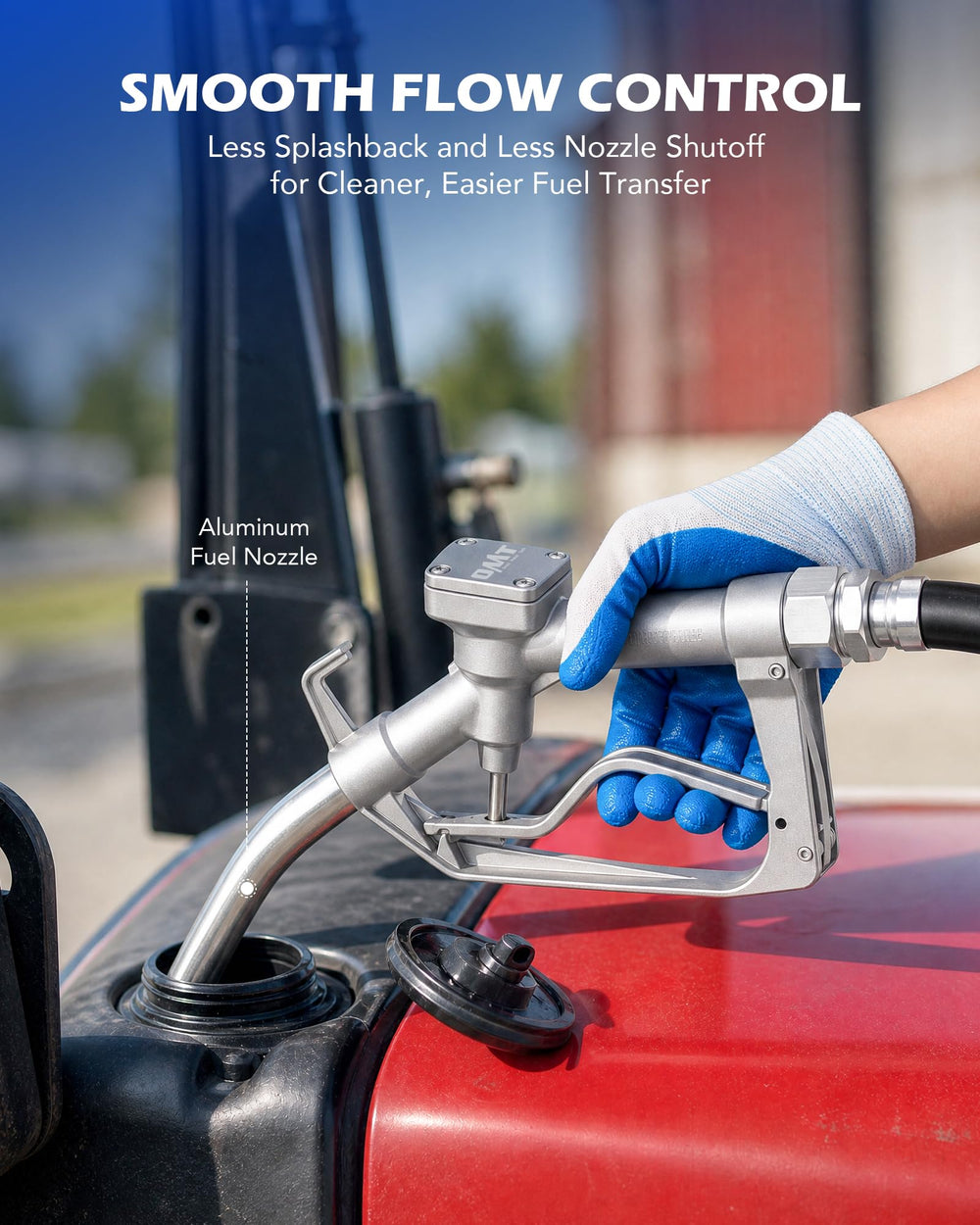 Orion Motor Tech nozzle in use refueling a truck, enabling fast transfers