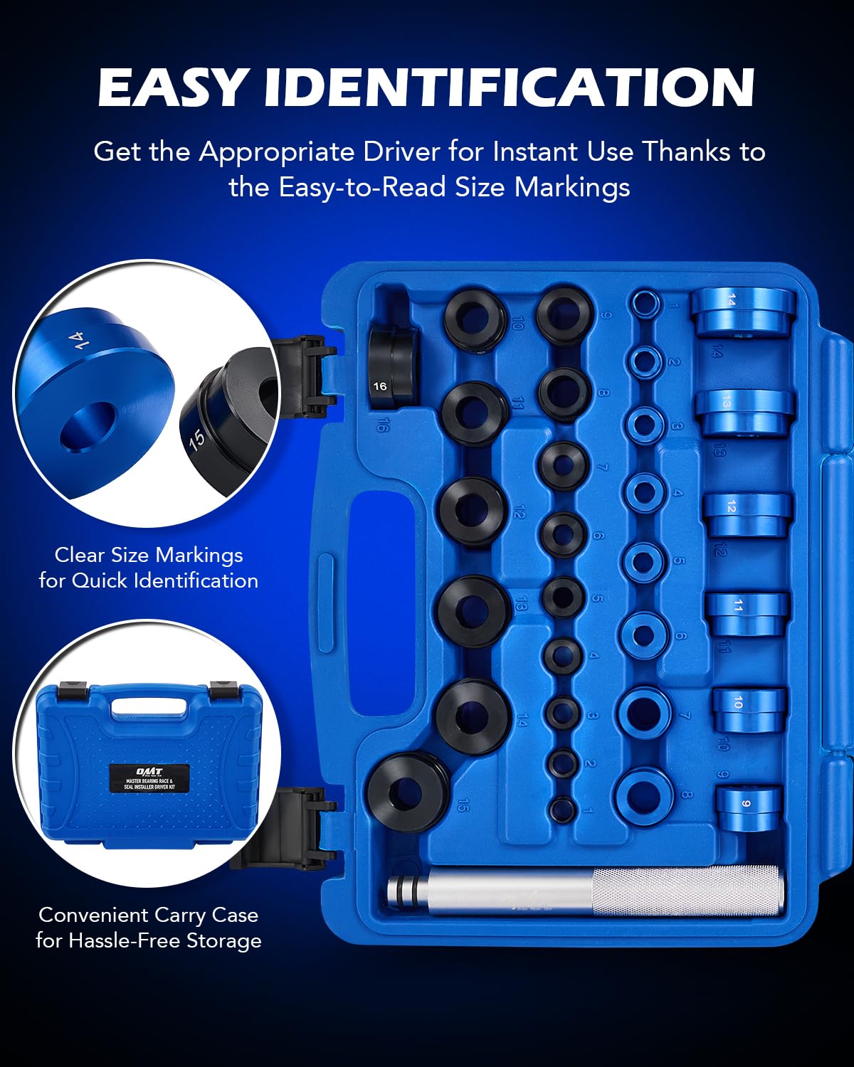 Orion Motor Tech adapters laid out for quick size comparison and selection
