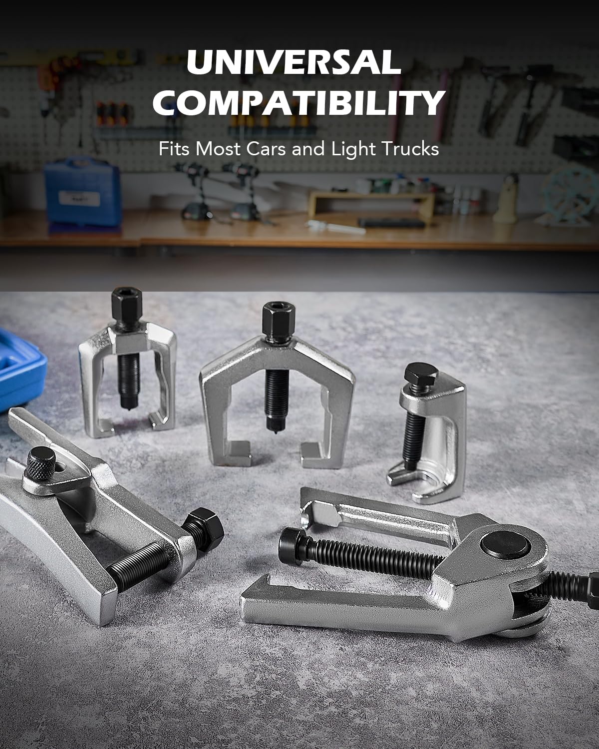 Orion Motor Tech pitman arm puller detail showing secure grip for safe removal