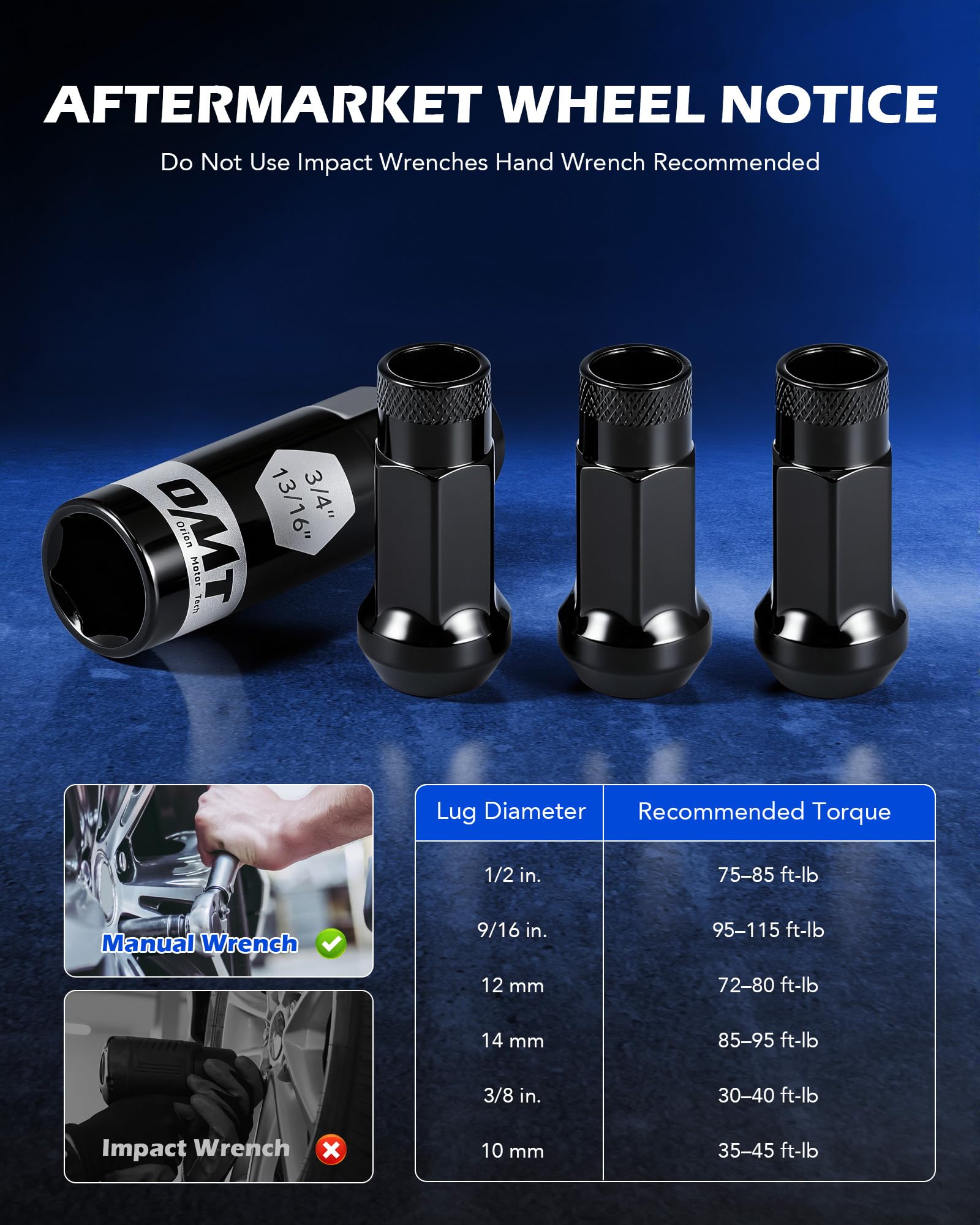 Orion Motor Tech lug nut next to ruler for accurate size and scale verification