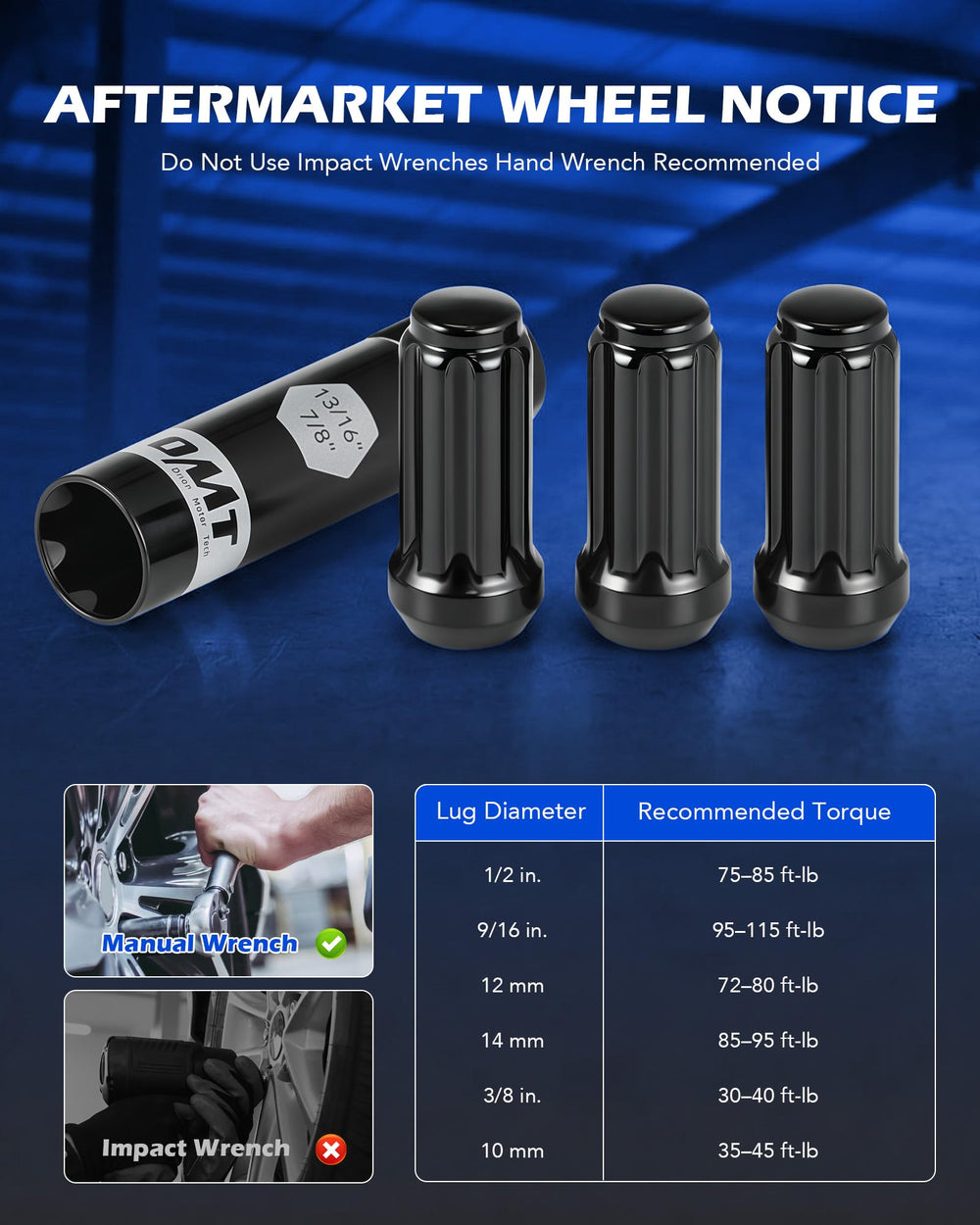 Orion Motor Tech lug nut next to ruler for scale and size verification