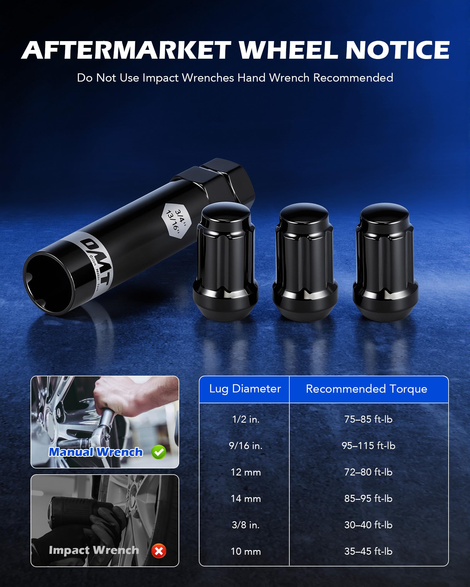 Orion Motor Tech lug nut next to ruler showing dimensions for confident fitment confirmation