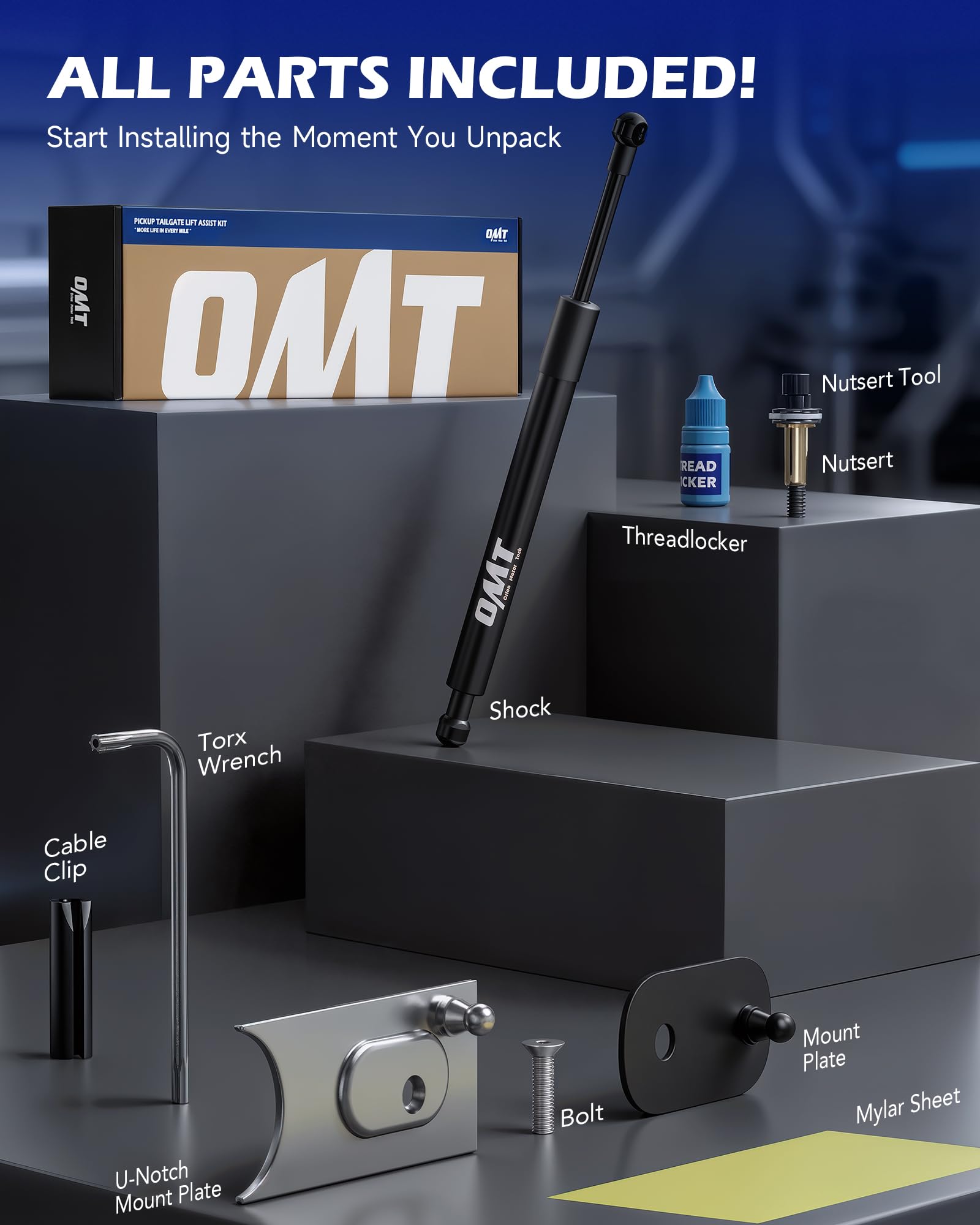 Orion Motor Tech tailgate assist on Ram truck bed in use illustrating safer loading and closing benefit