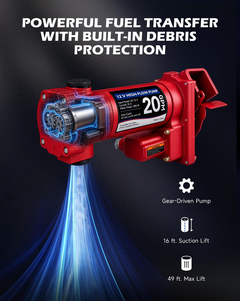 Orion Motor Tech telescopic suction tube extended to reach deep drum fuel