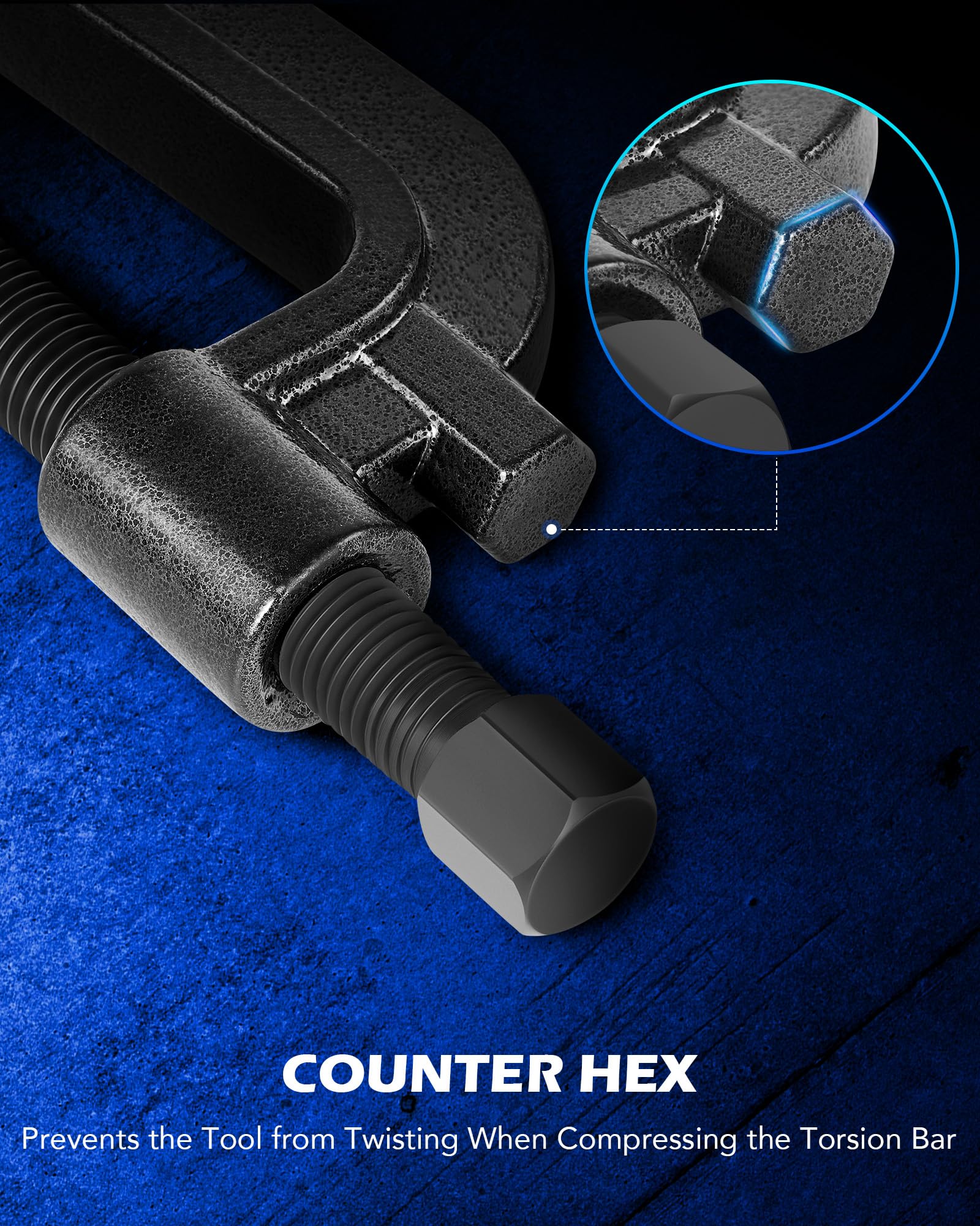 Orion Motor Tech tool installed on truck suspension demonstrating safe use