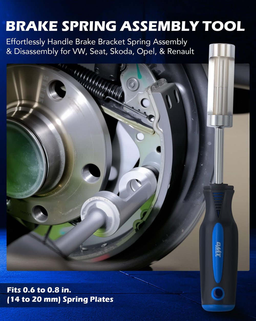 Orion Motor Tech tools in use on vehicle brake showing efficient caliper and shoe service