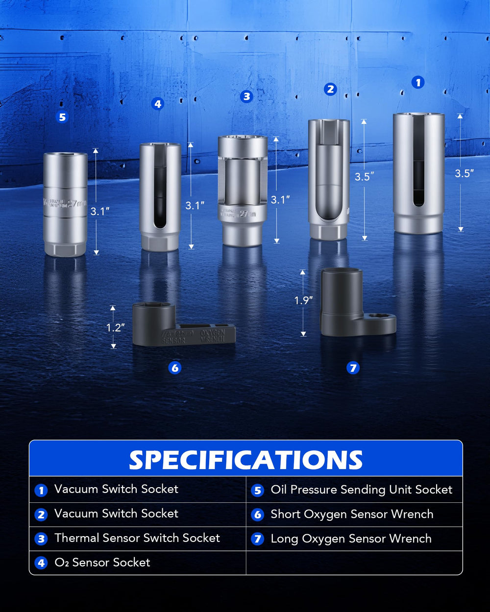 Orion Motor Tech sensor wrench detail with black-oxide finish for impact resistance benefit