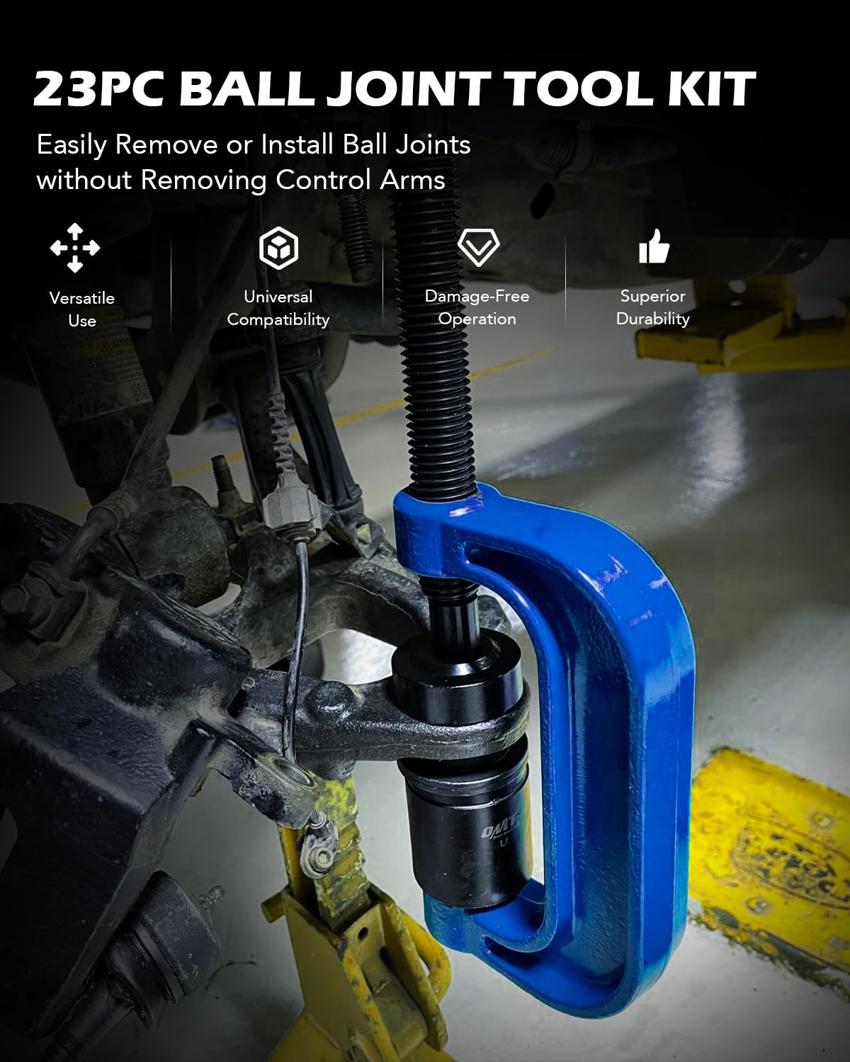 Orion Motor Tech C-frame and extra-long jackscrew showing solid construction