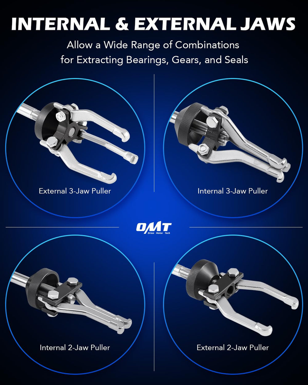 Orion Motor Tech cone puller and cross blocks displayed to show adaptable extraction options