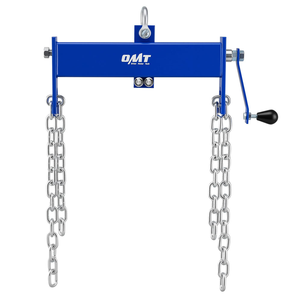 Orion Motor Tech front view showing robust load bar and capacity markings for safe lifting