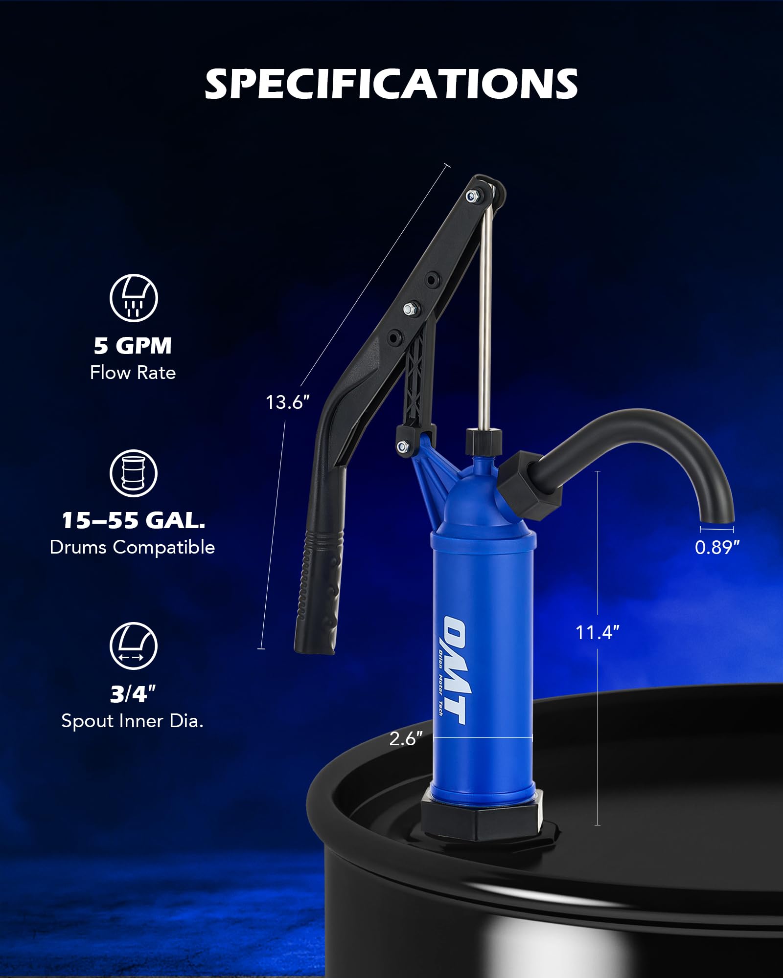 Orion Motor Tech ergonomic handle close-up for comfortable pumping grip