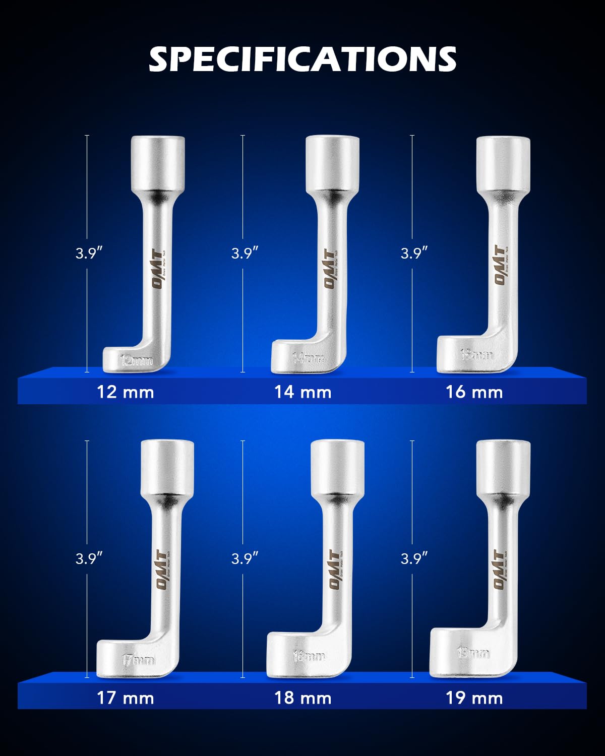 Orion Motor Tech L-shank angle view, extended reach for tight engine spaces