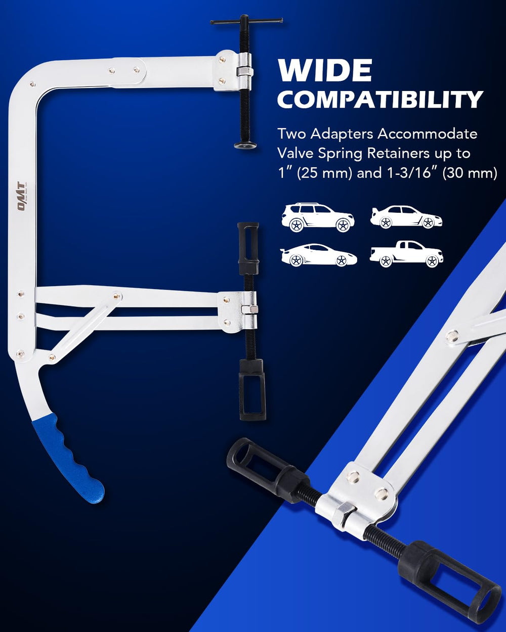 Silica-gel handle detail on Orion Motor Tech compressor providing ergonomic grip and reduced hand fatigue