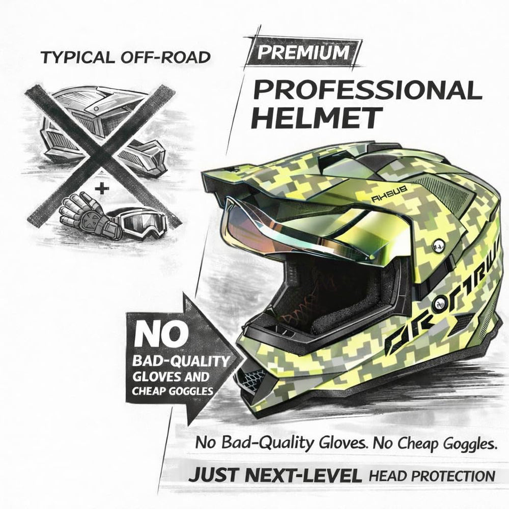 Orthrus helmet placed on ATV showing lifestyle use and trail-ready readiness