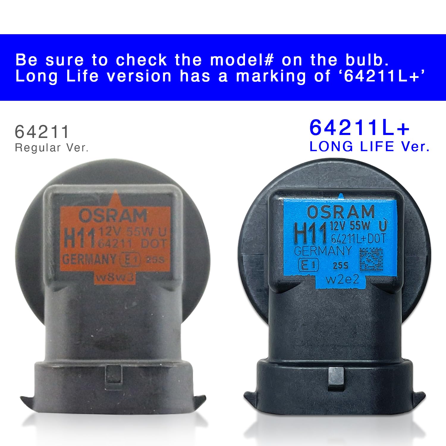 OSRAM H11 filament detail highlighting robust filament for longer life