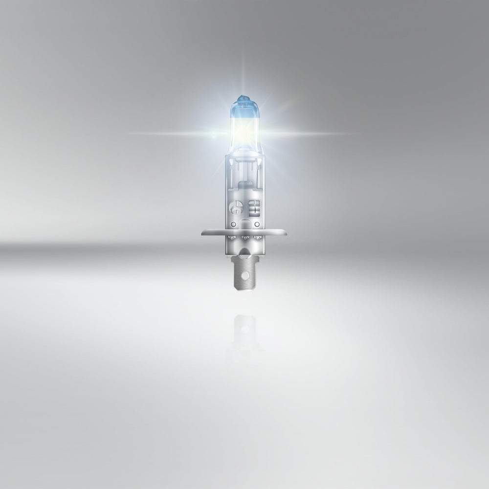 OSRAM Night Breaker Laser H1 installed in headlight showing improved road reach
