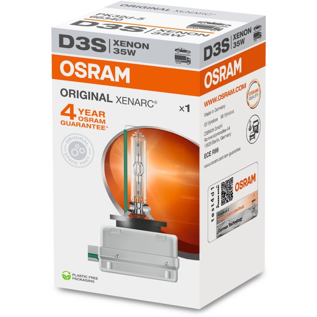 OSRAM Xenarc glass discharge tube close-up displaying construction for reliable light