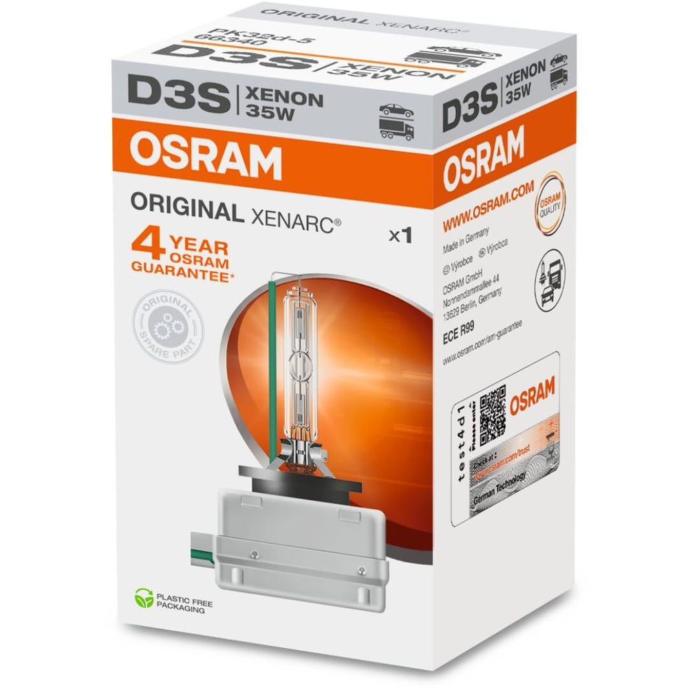 OSRAM Xenarc glass discharge tube close-up displaying construction for reliable light