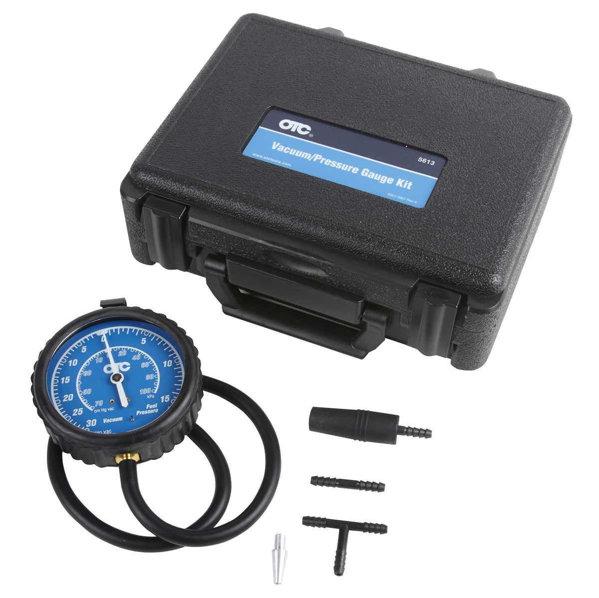 OTC 5613 front view in case showing organized tools and portability benefit