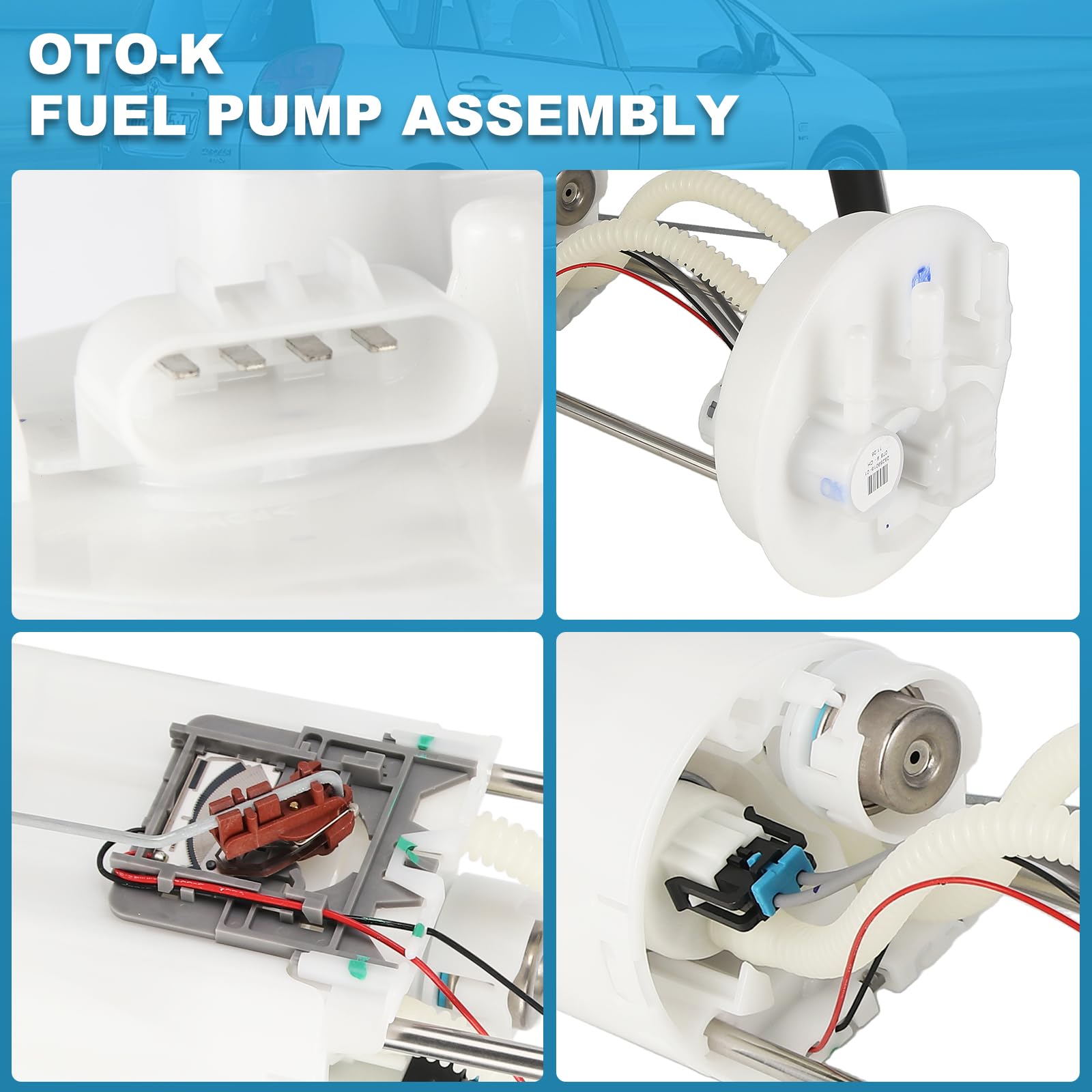 OTO-K fuel pump electrical connector zoom illustrating solid contact points