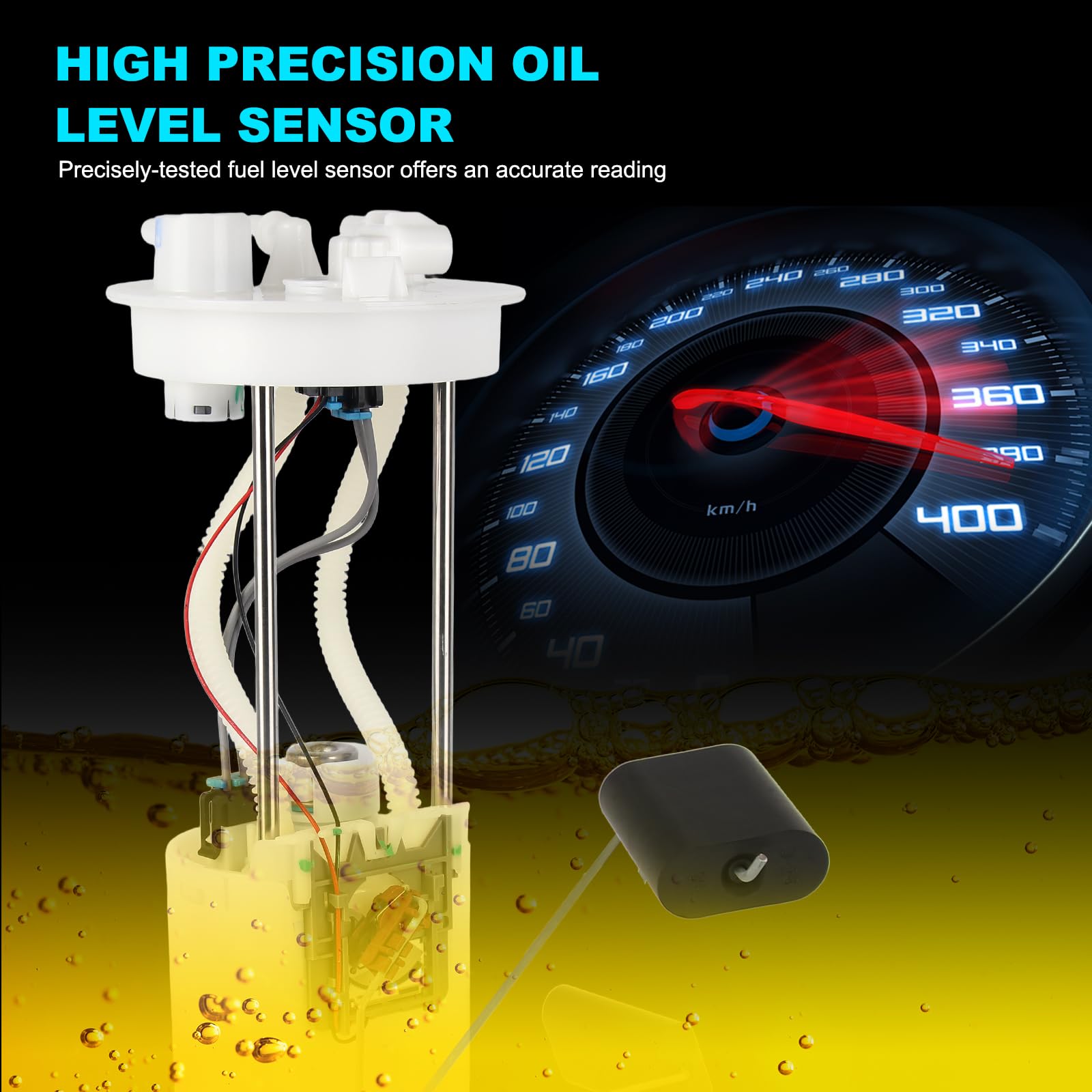 OTO-K fuel pump next to ruler for scale showing compact dimensions