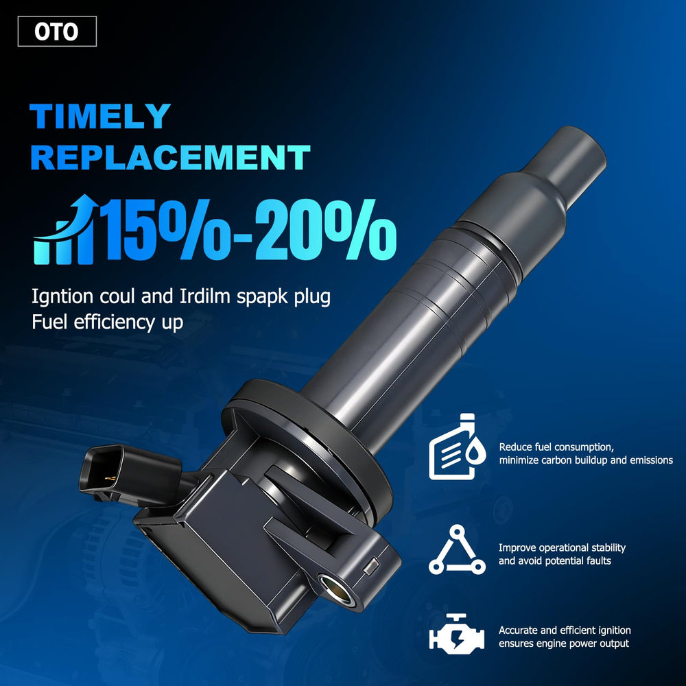 OTO-KAUTOPARTS parts laid out with coils and plugs for easy inventory check