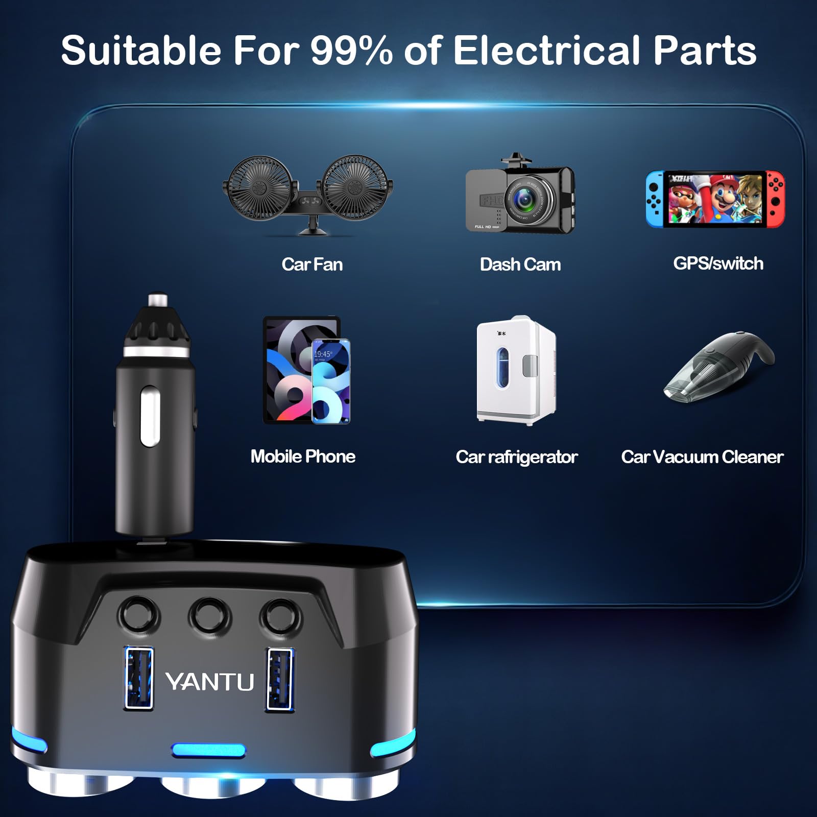 OTOOKAYA powering dash cam and GPS to show reliable in-car power distribution