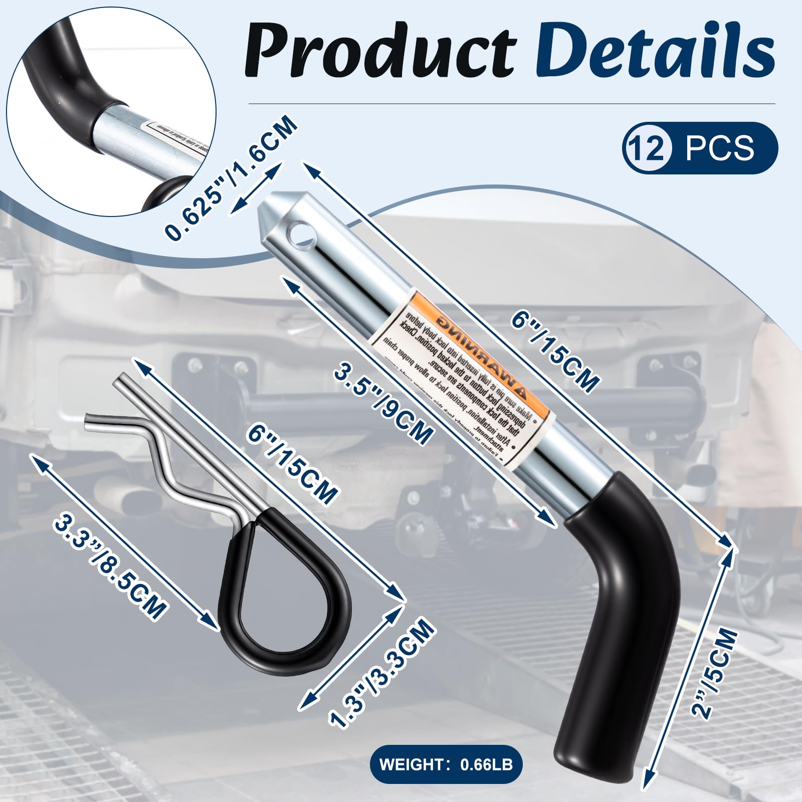 Otoolling close-up of single 5/8 inch pin highlighting precise fit benefit