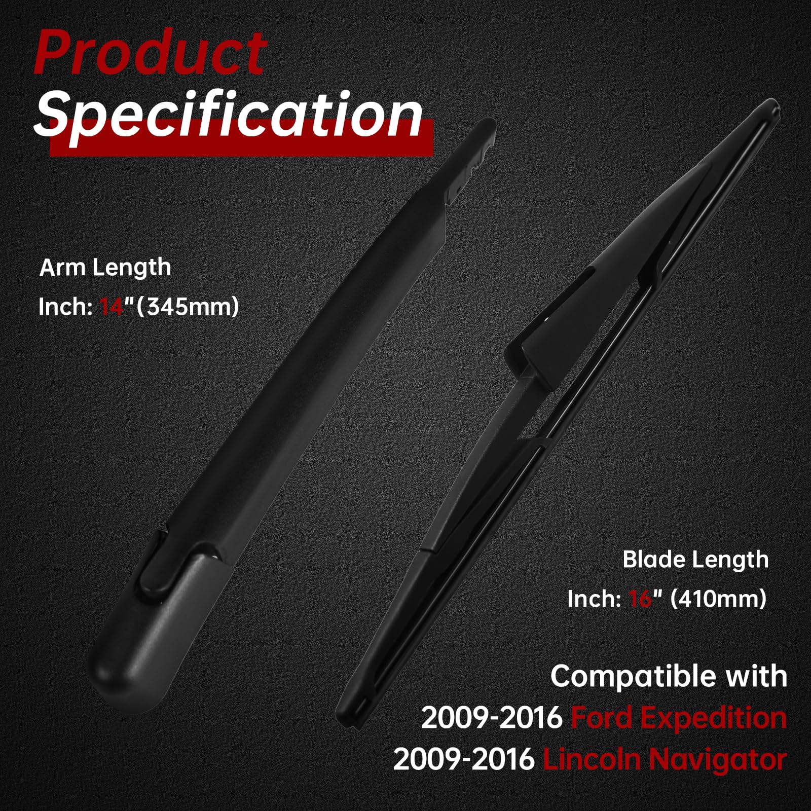 OTUAYAUTO 16-inch blade close-up showing natural rubber edge for quiet wiping