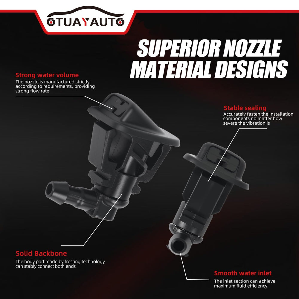 OTUAYAUTO installed nozzle on Jeep hood demonstrating direct OEM-style fit
