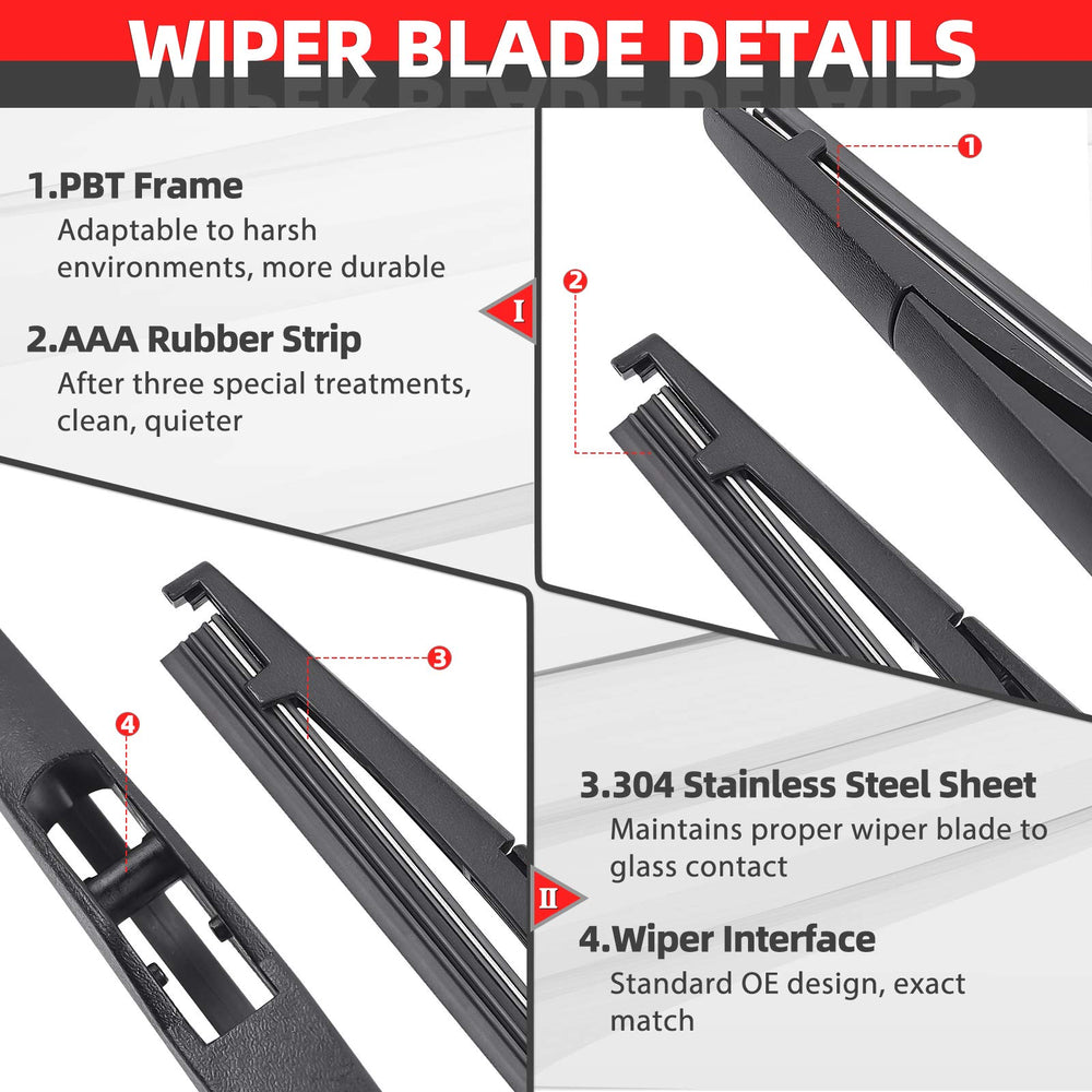 OTUAYAUTO rubber blade edge texture demonstrating AAA rubber for quiet, streak-free wipes