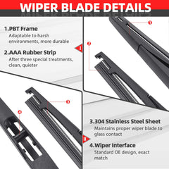 OTUAYAUTO rubber blade edge texture demonstrating AAA rubber for quiet, streak-free wipes