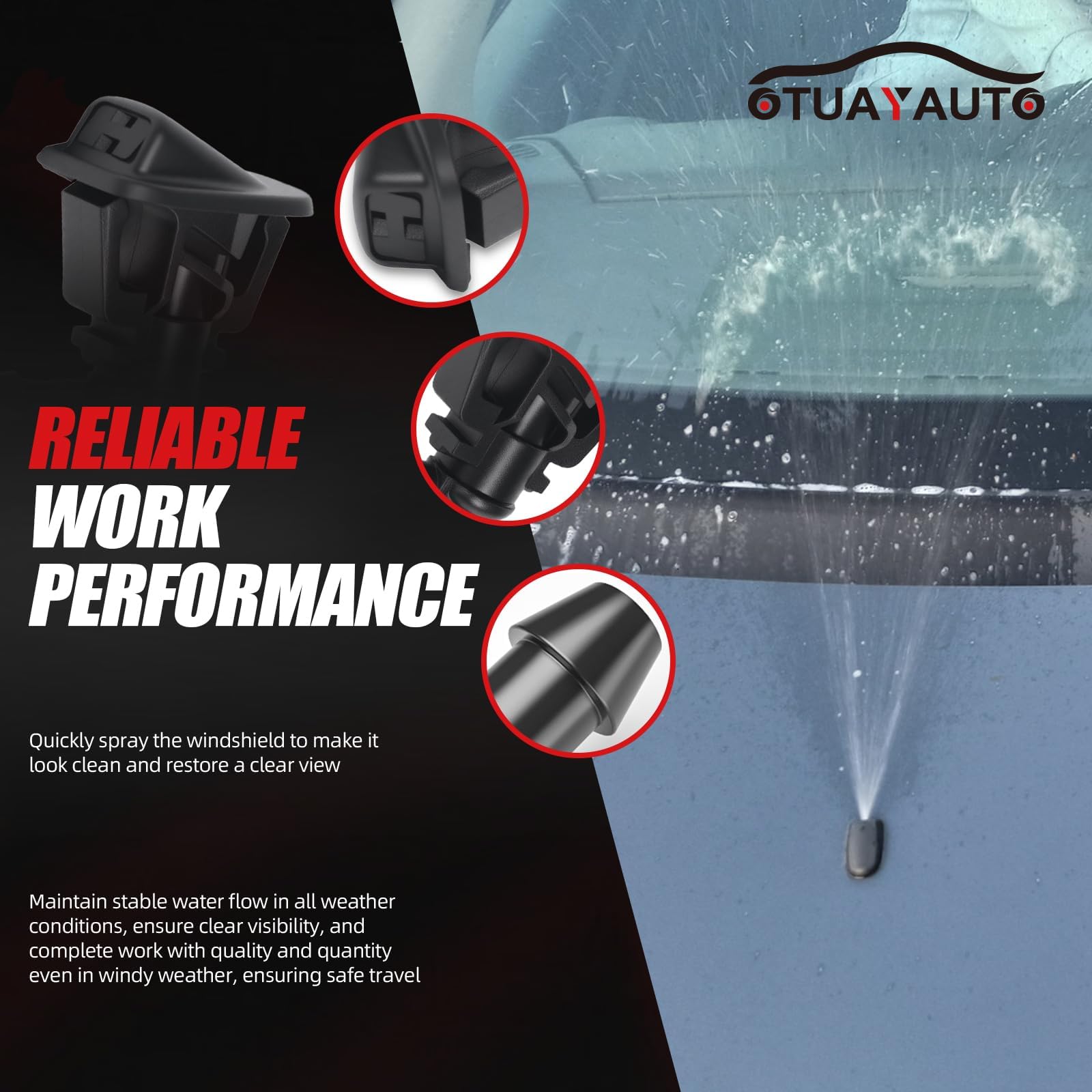 OTUAYAUTO spray pattern test on windshield showing improved coverage benefit