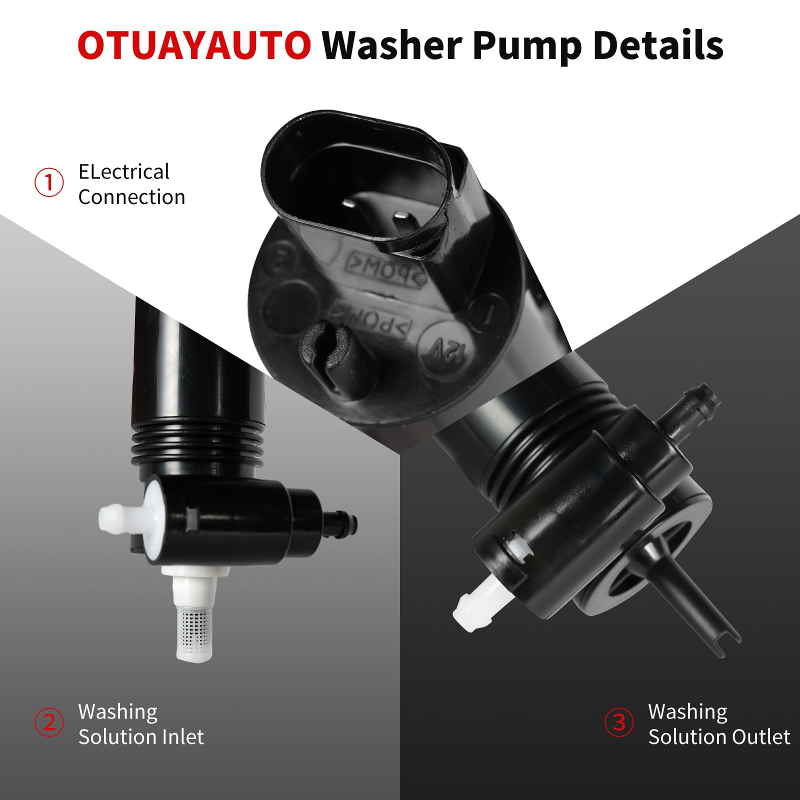OTUAYAUTO pump installed in reservoir demonstrating proper fit and restored spray