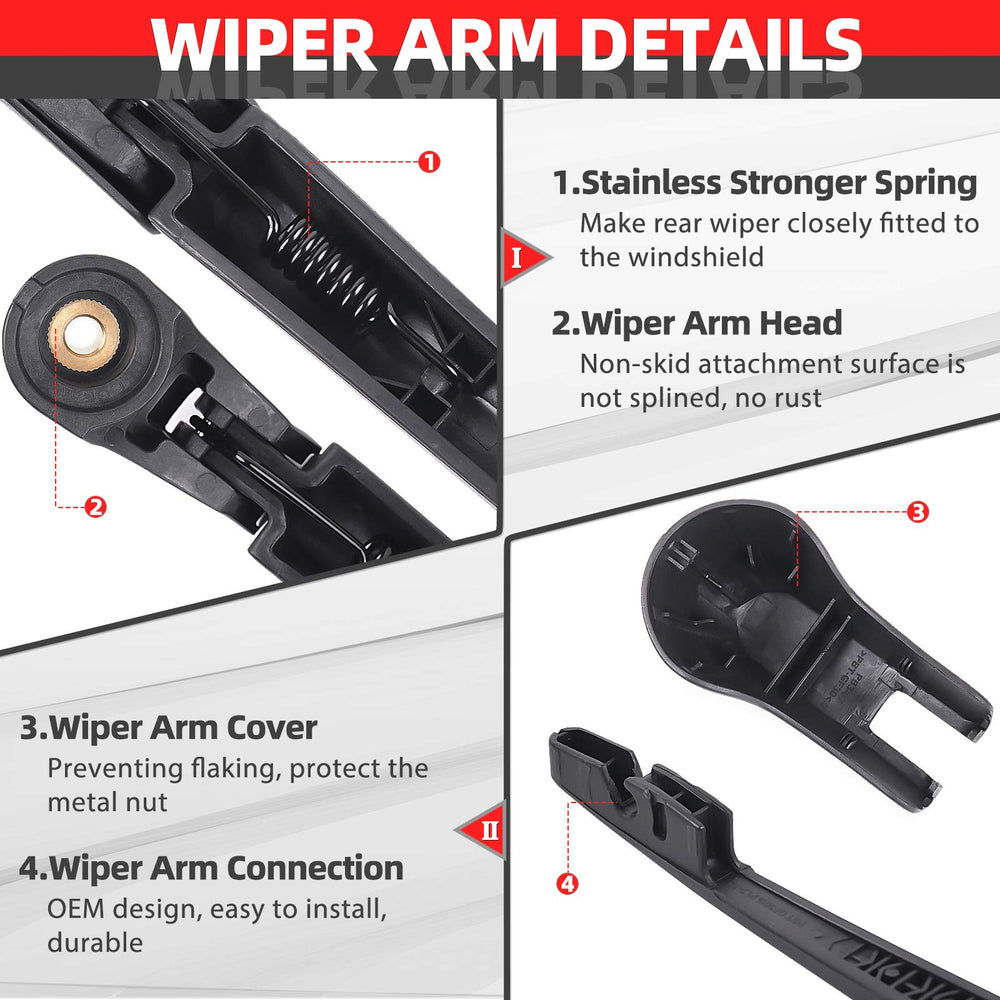OTUAYAUTO wiper arm close-up highlighting durable PBT construction and corrosion resistance