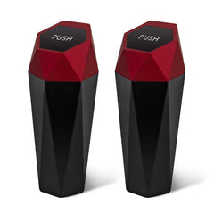 OUDEW front view of red car trash can shows compact design and neat appearance