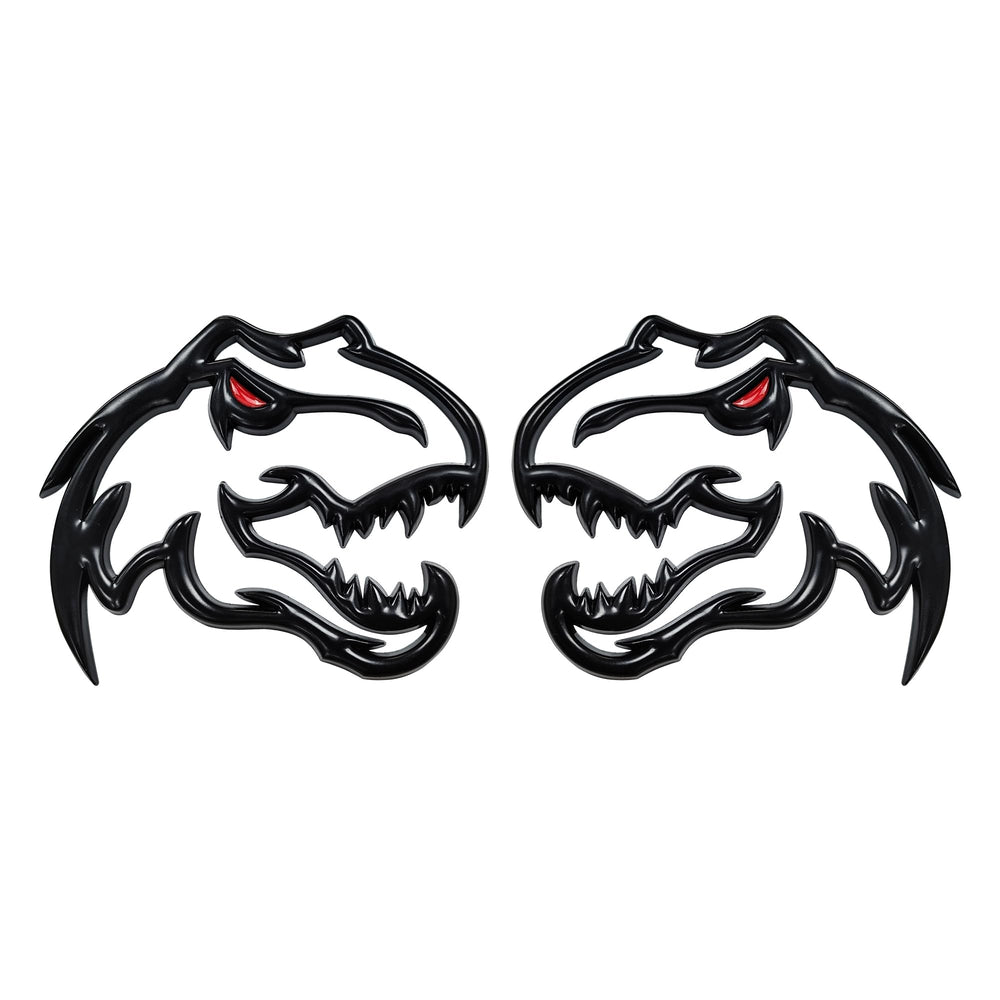 OUESAAS dinosaur emblem front view showing bold redeye color and durable finish