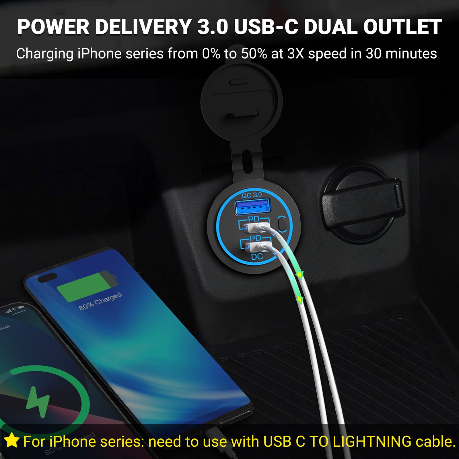 Ouffun mounted in RV dash charging devices safely while driving