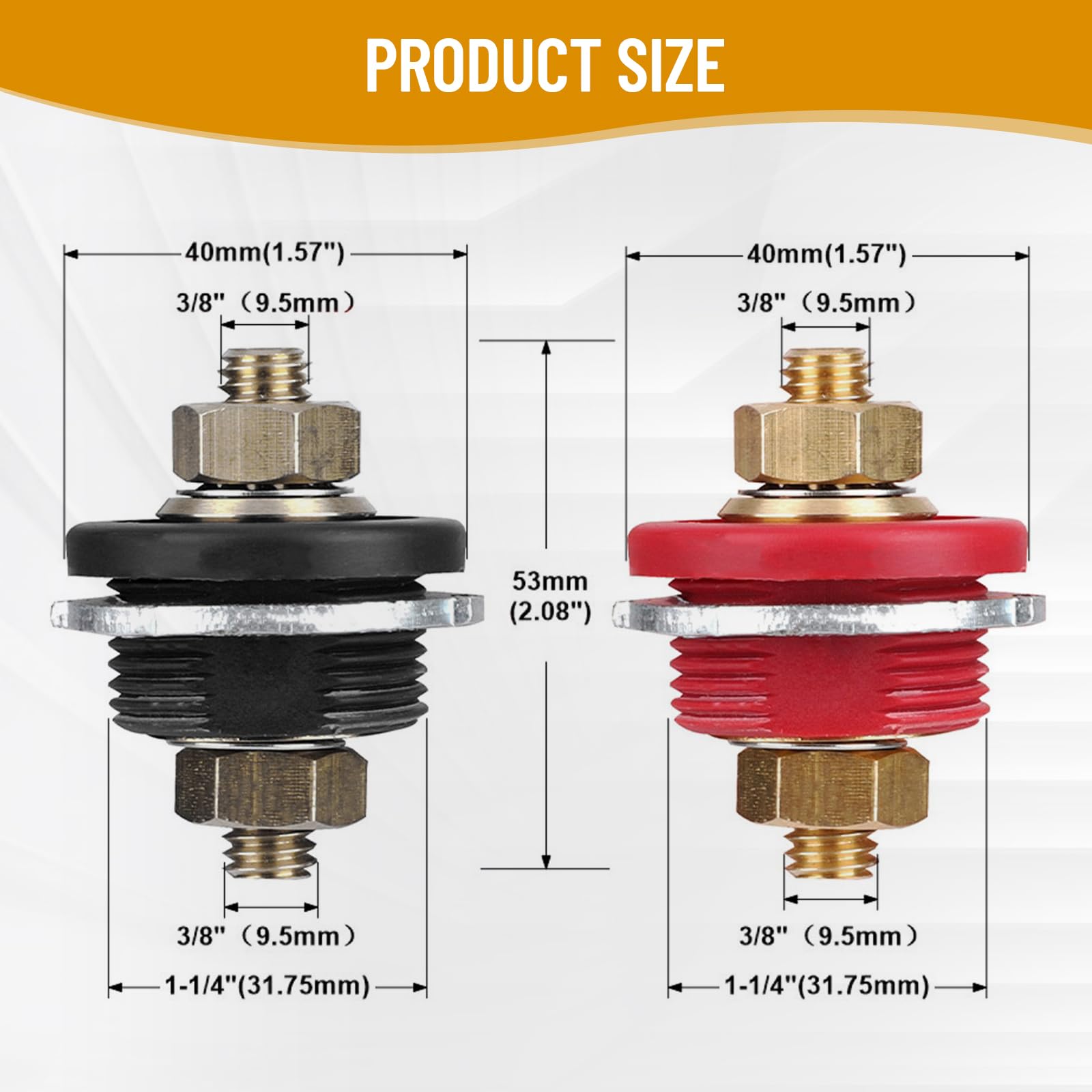 OUKENS close-up of threaded 3/8in post showing secure mounting benefit