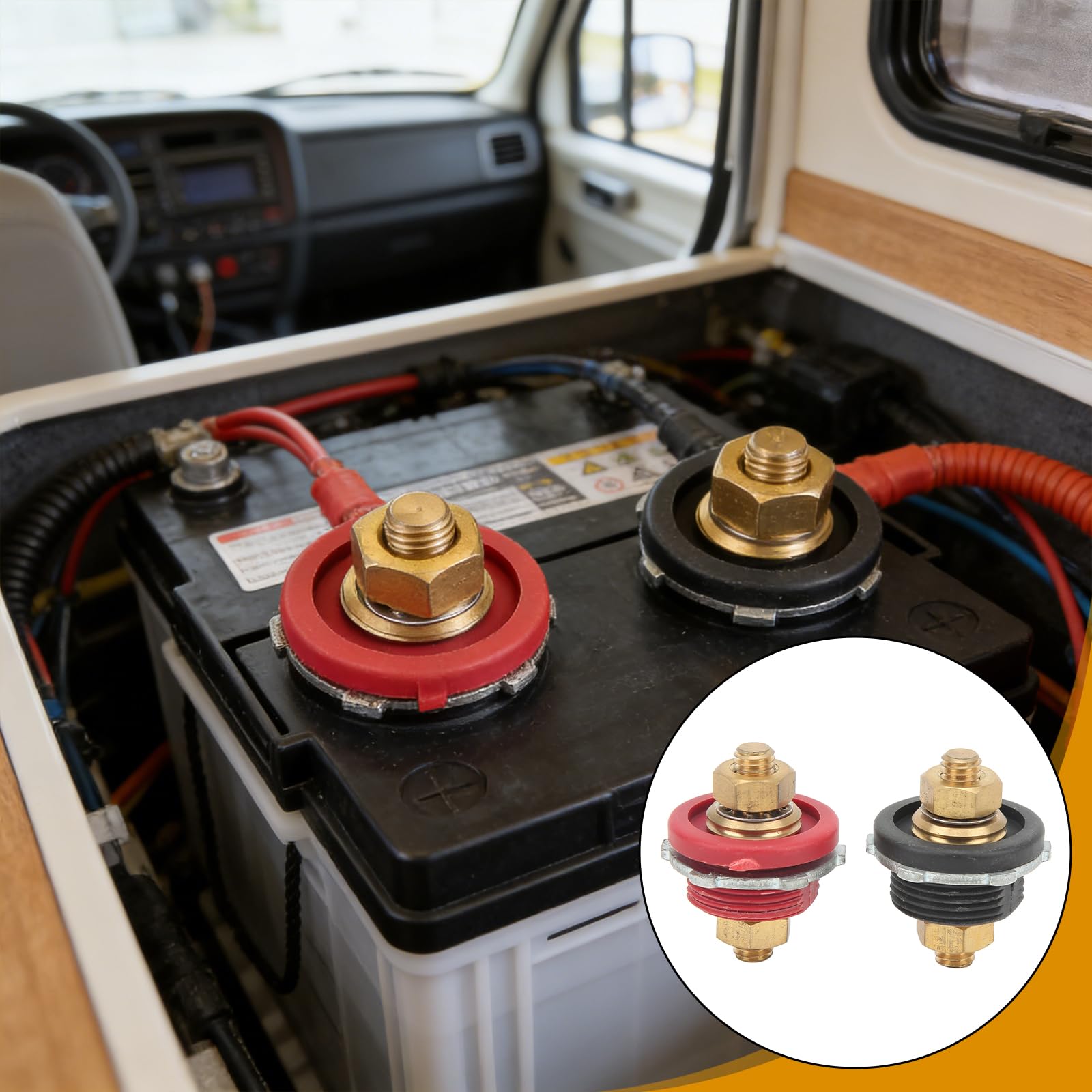 OUKENS connector in RV setting showing easy remote battery access