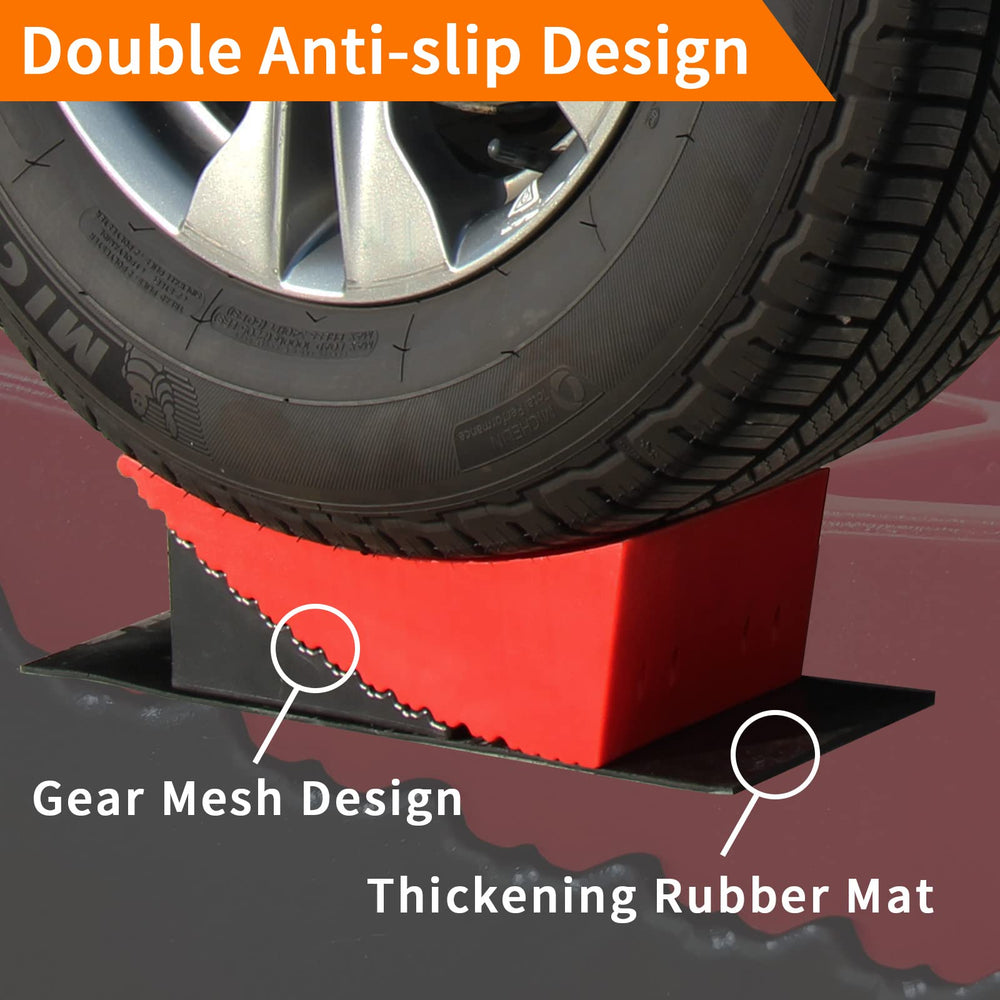 OULEME close-up of curved ramp gear mesh top for improved tire traction