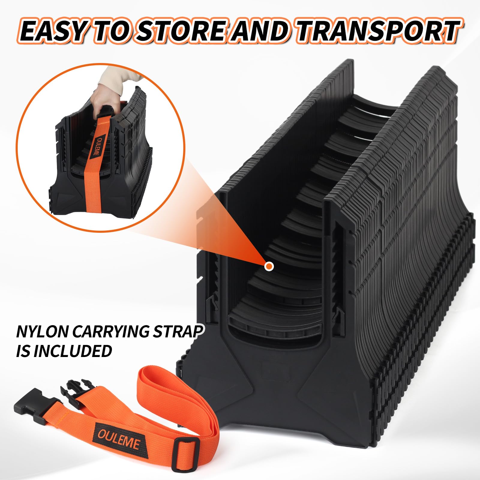 OULEME collapsed support next to RV for scale showing compact storage convenience