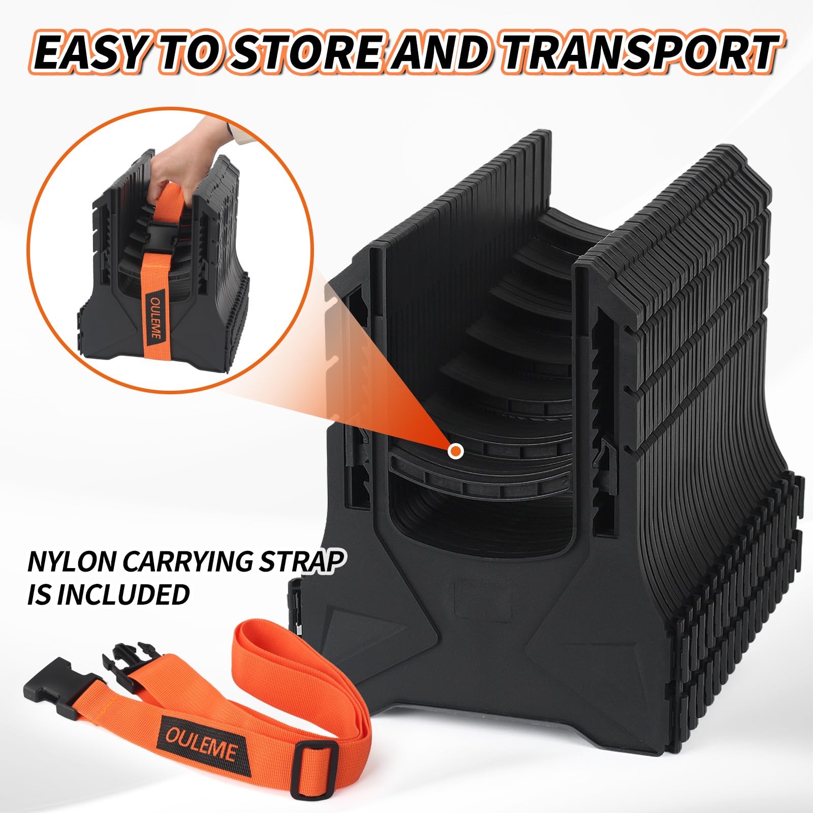 OULEME folded support packed compactly for convenient storage benefit