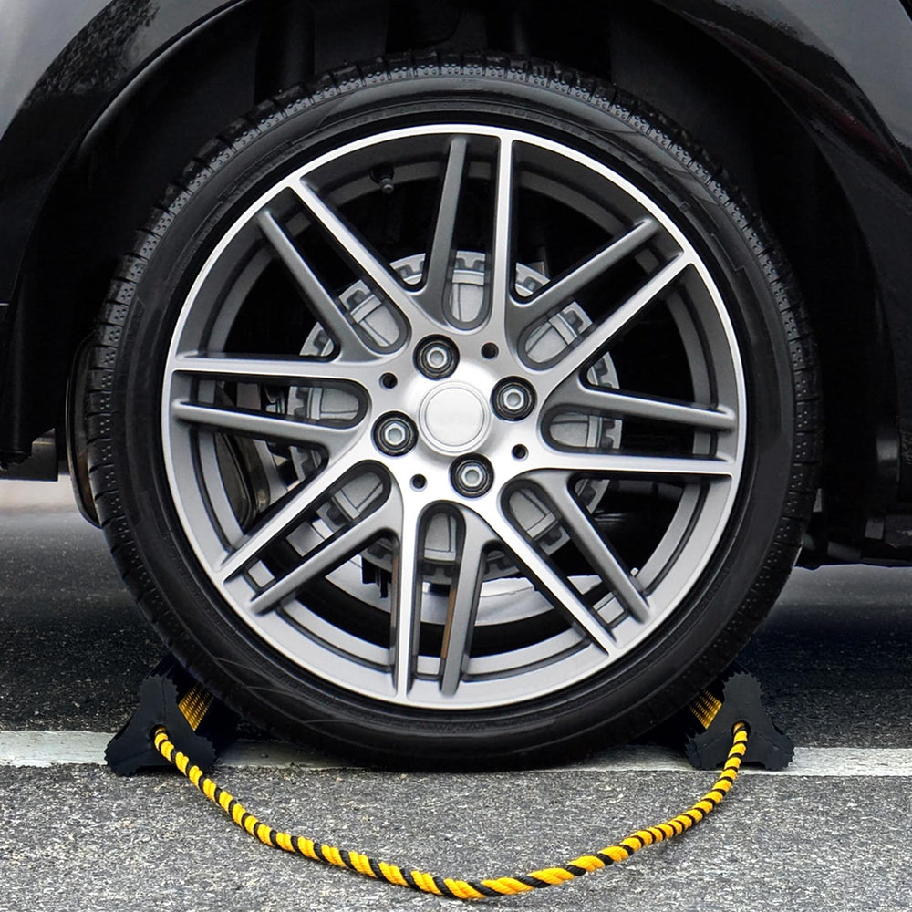OULEME chock placed under RV tire preventing roll risk