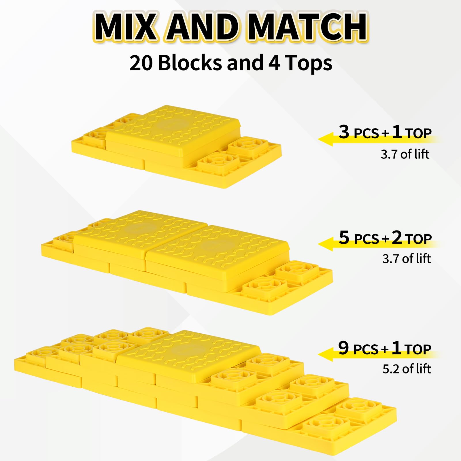 OULEME single block top view showing dimensions and predictable height benefit