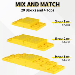OULEME single block top view showing dimensions and predictable height benefit
