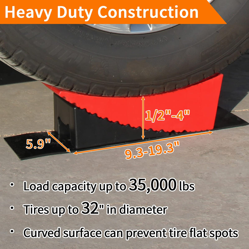 OULEME wheel chock and rubber mat detail protecting surface and preventing wheel movement