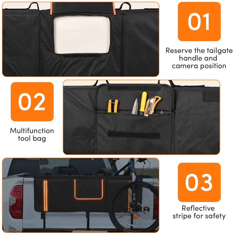 Oulisen pad installed on truck carrying five bikes securely