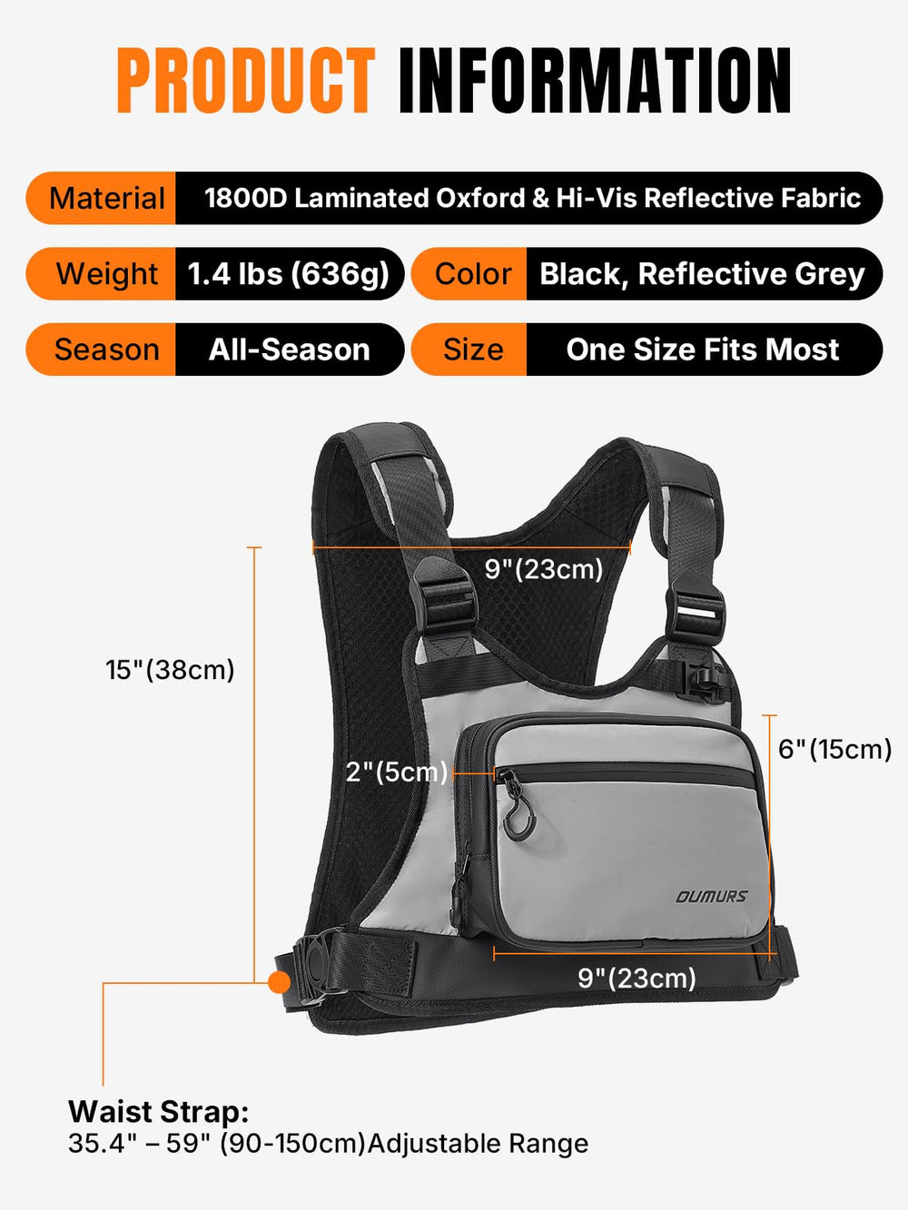 Oumurs adjustable strap and buckle offering customized fit