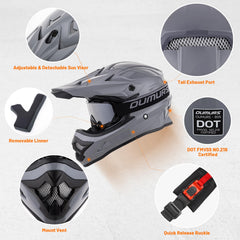Oumurs helmet side with adjustable sun visor reducing glare